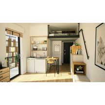 Meuble bas CLASSIK 120 cm 1 porte avec niche pour réfrigérateur 48 et 55 cm