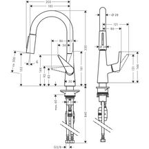 hansgrohe Talis M51 Mitigeur de cuisine 160, avec douchette extractible 2 jets, Aspect acier inox