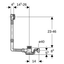 Vidage de baignoire à déclenchement par pression PushControl D52mm L260mm avec kit de finition chromé brillant  réf.150.768.21.6