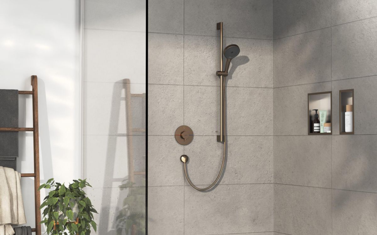 hansgrohe ShowerSelect Comfort S Set de finition pour mitigeur thermostatique encastré, Bronze brossé