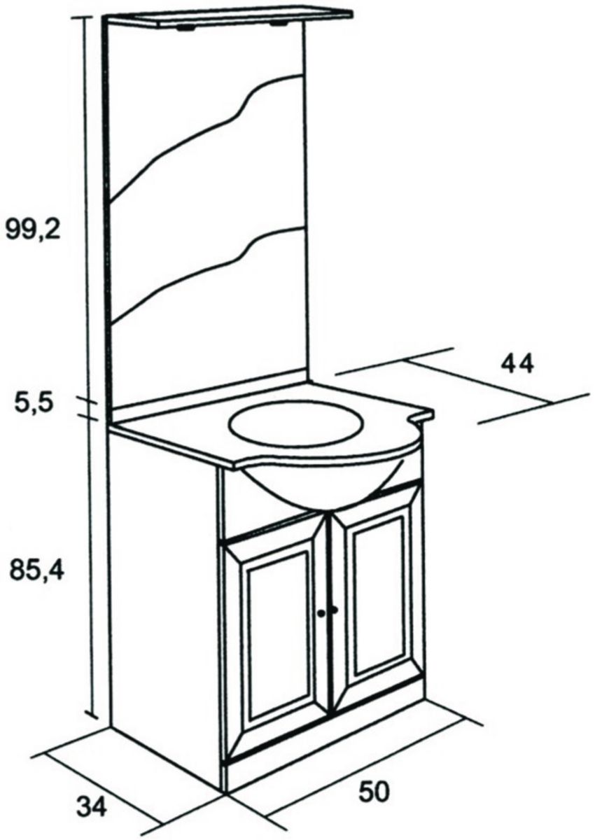 Meuble sous vasque SLIMO 2 - blanc 50 cm 2 portes pour plan céramique