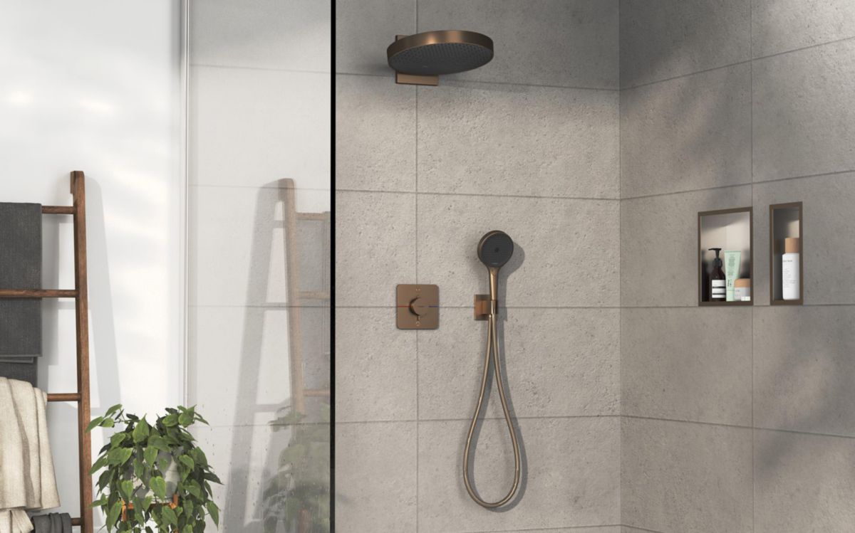 hansgrohe ShowerSelect Comfort Q Set de finition pour mitigeur thermostatique encastré avec 2 fonctions, Bronze brossé