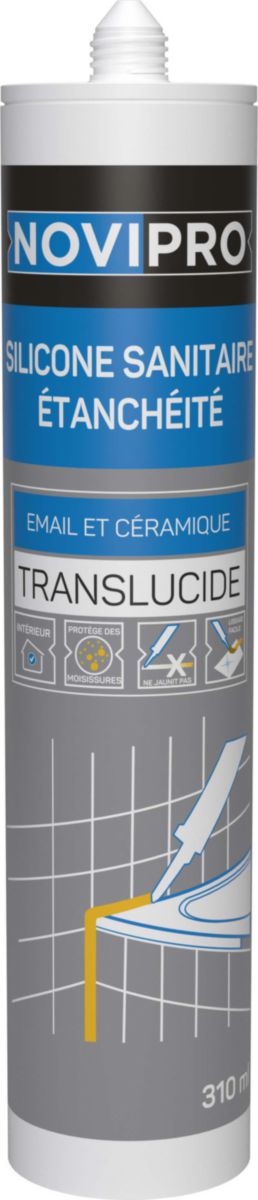 Mastic silicone sanitaire émail céramique translucide 310 ml Novipro