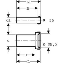 Kit de manchettes de raccordement Geberit pour WC suspendu, longueur 18,5 cm, avec joint à lèvres: d=90mm, d1=45mm, chromé mat