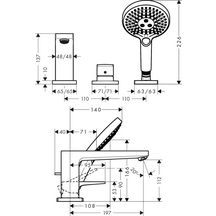 hansgrohe Metropol Metropol Set de finition mitigeur 3 trous pour montage sur bord de baignoire sans Secuflex, poignée étrier, Chromé