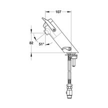 Mitigeur sur plage pour lavabo Presto NEO DUO. Déclenchement mécanique et temporisé par manette souple ergonomique adapté aux enfants. Double temporisation 7-11sec modifiable. Débit 3l/min. Système antiblocage. G3/8"