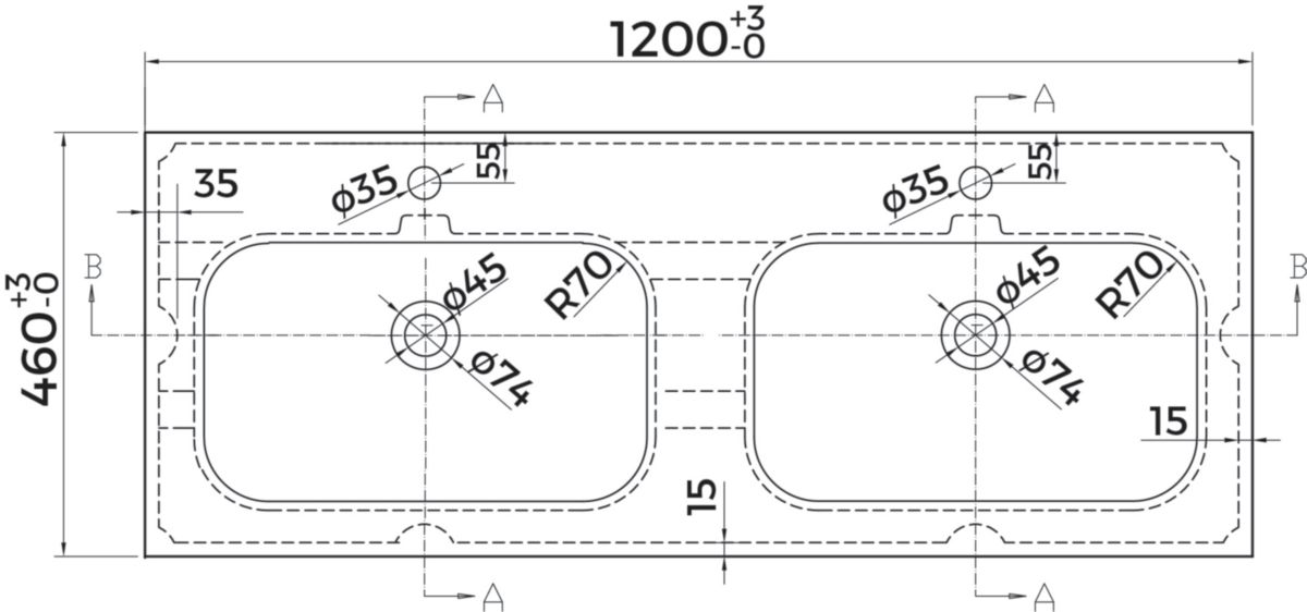 Plan double vasque ALTERNA PLENITUDE en synthèse L120 cm