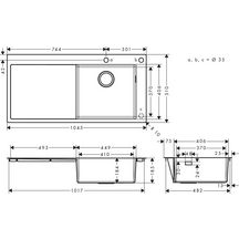 hansgrohe S71 S717-F450 Evier encastré 450 avec égouttoir, Acier inoxydable