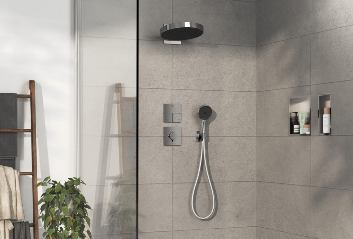 hansgrohe ShowerSelect Comfort E Set de finition pour mitigeur thermostatique encastré avec 1 fonction, Chrome