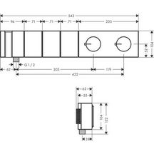 AXOR Edge Module thermostatique Select encastré 540 / 100 avec 3 fonctions et douchette tube 2jet, coupe diamant, Chrome