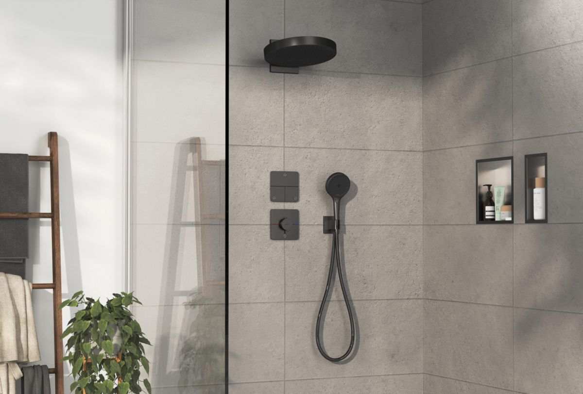 hansgrohe ShowerSelect Comfort Q Set de finition pour mitigeur thermostatique encastré, Noir chromé brossé