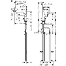 hansgrohe Metris M71 Mitigeur de cuisine 220, avec douchette extractible 2 jets, sBox, Aspect acier inox