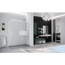 Paroi de douche KUADRA 2.0 porte fixe en aluminium et verre transparent  99-101 CM profilé noir réf : K2FH99-1H