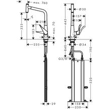 hansgrohe Metris Select M71 Mitigeur de cuisine 320, avec douchette extractible 1 jet, sBox, Chromé