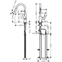 hansgrohe Focus M41 Mitigeur de cuisine 240, avec douchette extractible 2 jets, sBox, Aspect acier inox