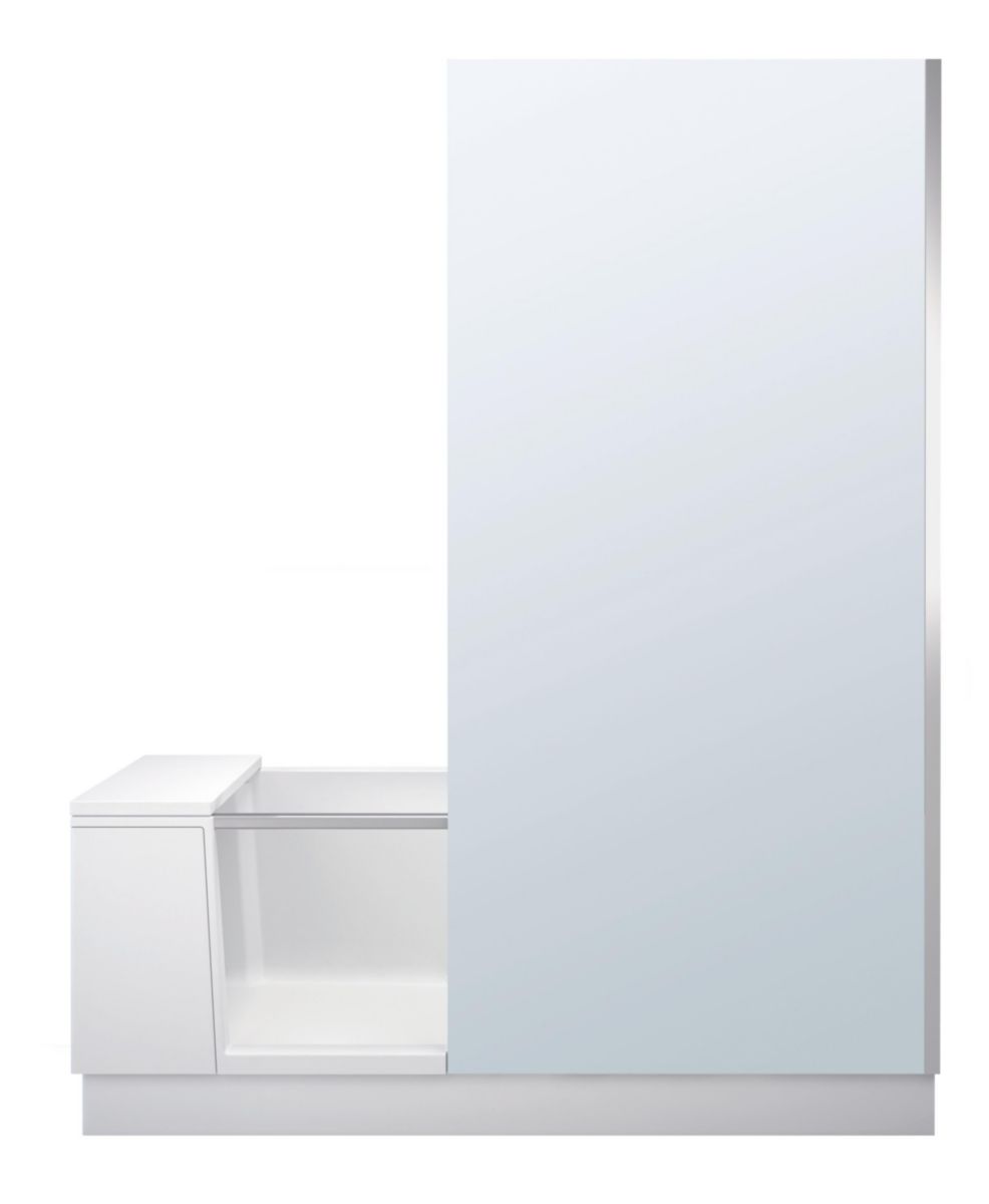 Baignoire Shower + Bath 1700x750mm blanc angle gauche verre transparent banquette Réf. 700403000000000