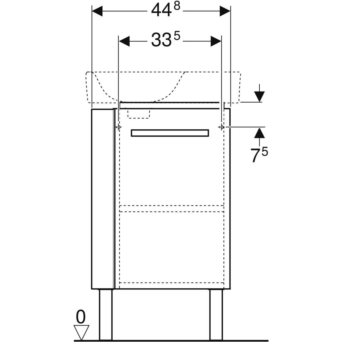 Meuble bas pour lave-mains RENOVA COMPACT L44.8 x H75.4-76.9 x P25.2 cm, laqué blanc laqué ultra-brillant, charnières à droite réf : 009928CBLBB