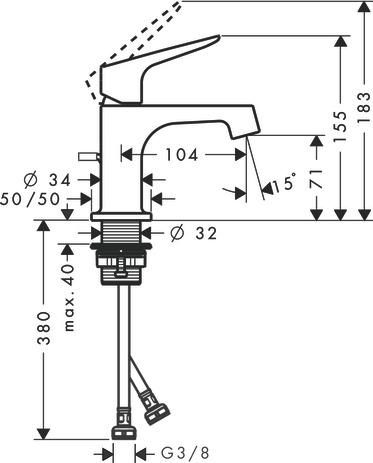 AXOR Citterio M Mitigeur de lavabo 70 pour lave-mains avec tirette et vidage, Nickel brossé