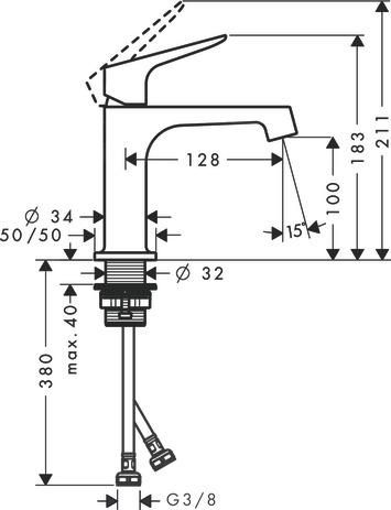 AXOR Citterio M Mitigeur de lavabo 100 sans tirette ni vidage, Aspect doré brossé