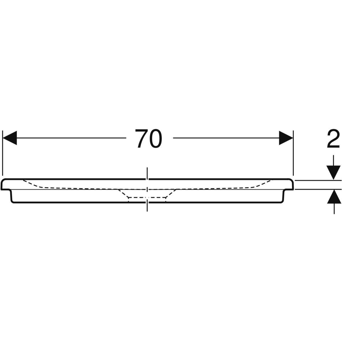 Receveur RENOVA céramique 90 x 70 ultra-plat à encastrer émaillé 4 côtés PN 12 de série pour bonde siphoïde de 90 Réf. 00733800000AG3