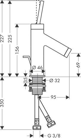 AXOR Starck Mitigeur de lavabo 70 pour lave-mains avec tirette et vidage, Aspect doré brossé