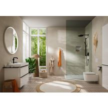 hansgrohe Xelu Q Meuble bas pour plan vasque 780/475 avec 2 tiroirs, caisson Blanc brillant, Finition de la poignée: Noir mat