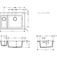 hansgrohe S51 S510-F635 Evier encastré 180/450, Gris béton