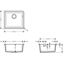 hansgrohe S51 S510-U450 Evier encastré sous plan 450, Gris béton