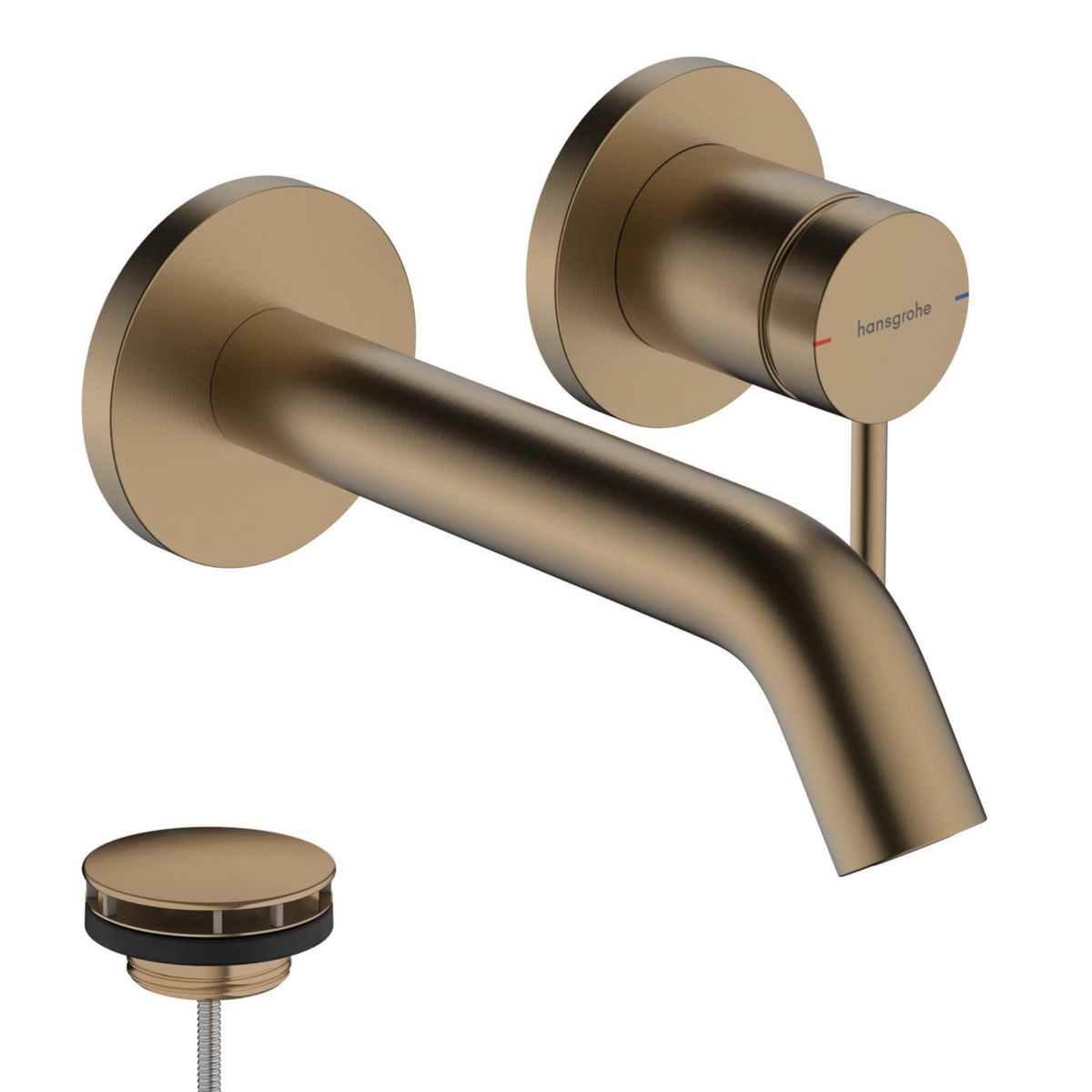 hansgrohe Tecturis S Mitigeur de lavabo encastré mural, bec 16.5 cm, bonde à écoulement libre, Bronze brossé