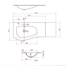 Plan vasque à gauche MAM 900 avec trou de robinetterie coquette à droite solid surface L,91 x Ep.1,2 x P,51 cm réf: 87592