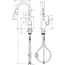 hansgrohe Focus M42 Mitigeur de cuisine 220, avec douchette extractible 2 jets, Chrome