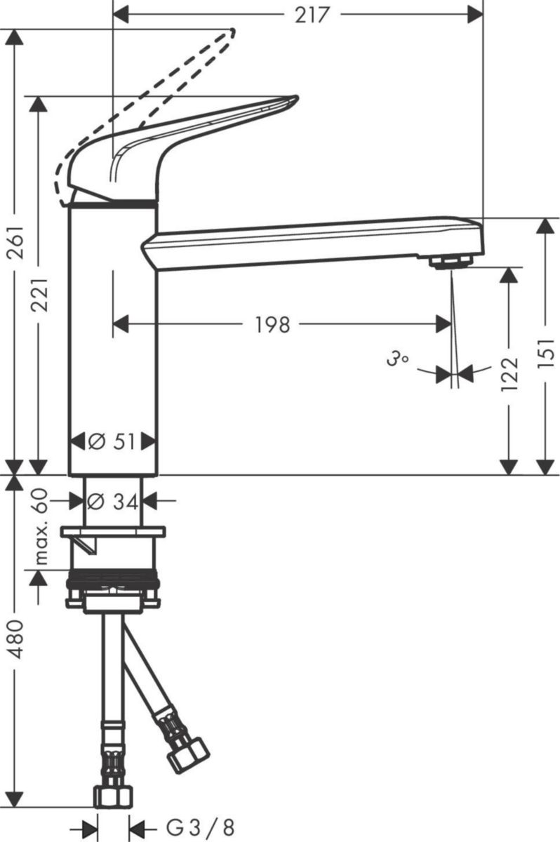 hansgrohe Focus M42 Mitigeur de cuisine 120, 1 jet, Aspect acier inox