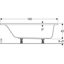 Baignoire rectangulaire Geberit Renova Plan avec pieds, longueur 160cm, largeur 70cm  Réf.554.312.01.1