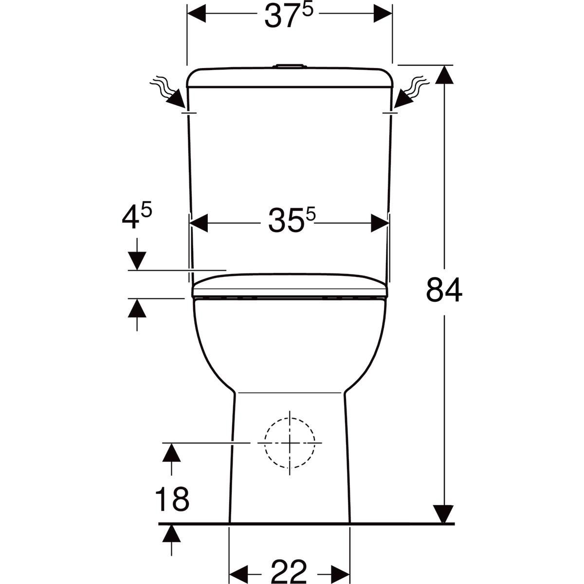 Wc au sol à fond creux Smyle - Rimfree - avec réservoir attenant - avec abattant Wc - 63,5 cm - blanc Réf. 500.822.00.1