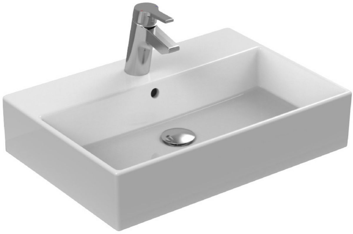 Lavabo STRADA 60 cm émaillé 4 faces à poser rectifié : Réf. K078101