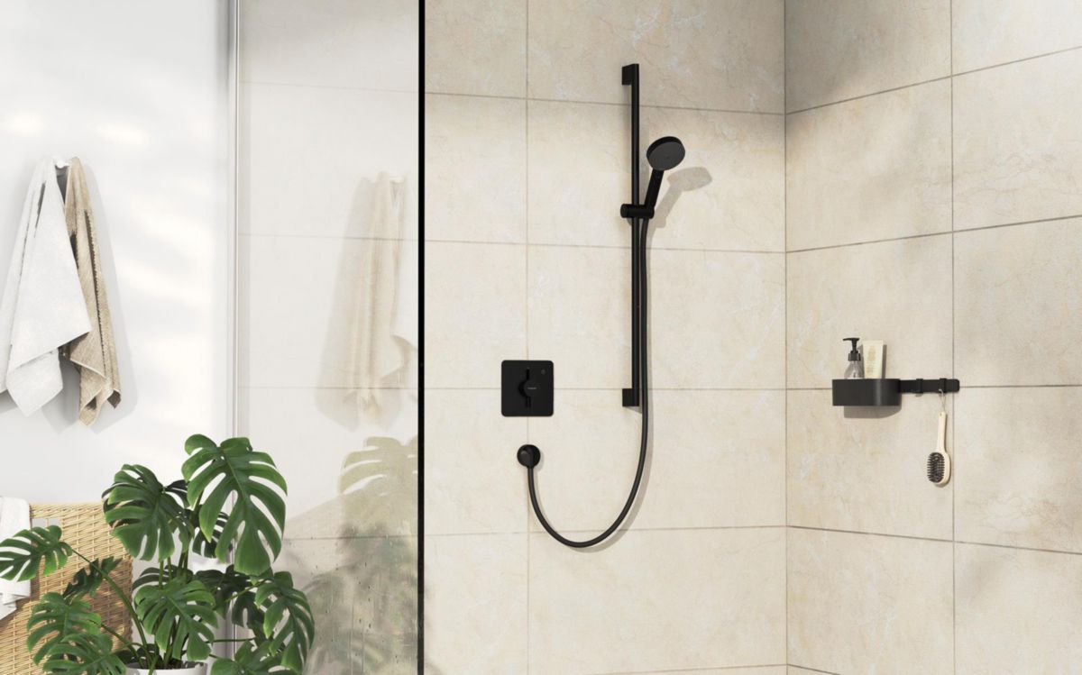 hansgrohe DuoTurn Q Set de finition pour mitigeur mécanique encastré, Noir mat