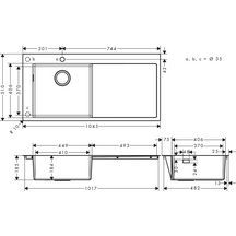 hansgrohe S71 S716-F450 Evier encastré 450 avec égouttoir, Acier inoxydable