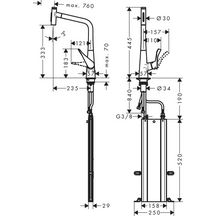 hansgrohe Metris Select M71 Mitigeur de cuisine 320, avec douchette extractible 2 jets, sBox, Chrome