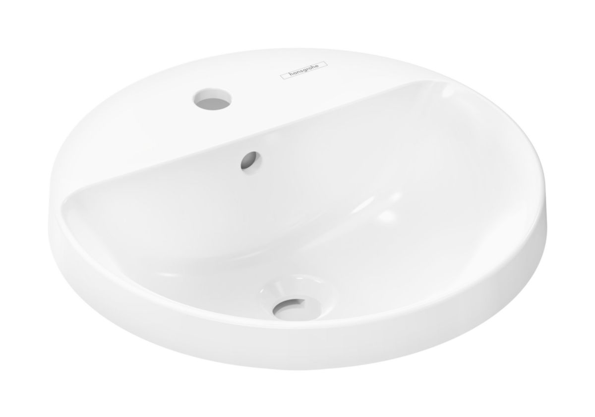 hansgrohe Xuniva S Vasque semi-encastrée 450/450 sans trou pour robinet avec trop-plein, Blanc