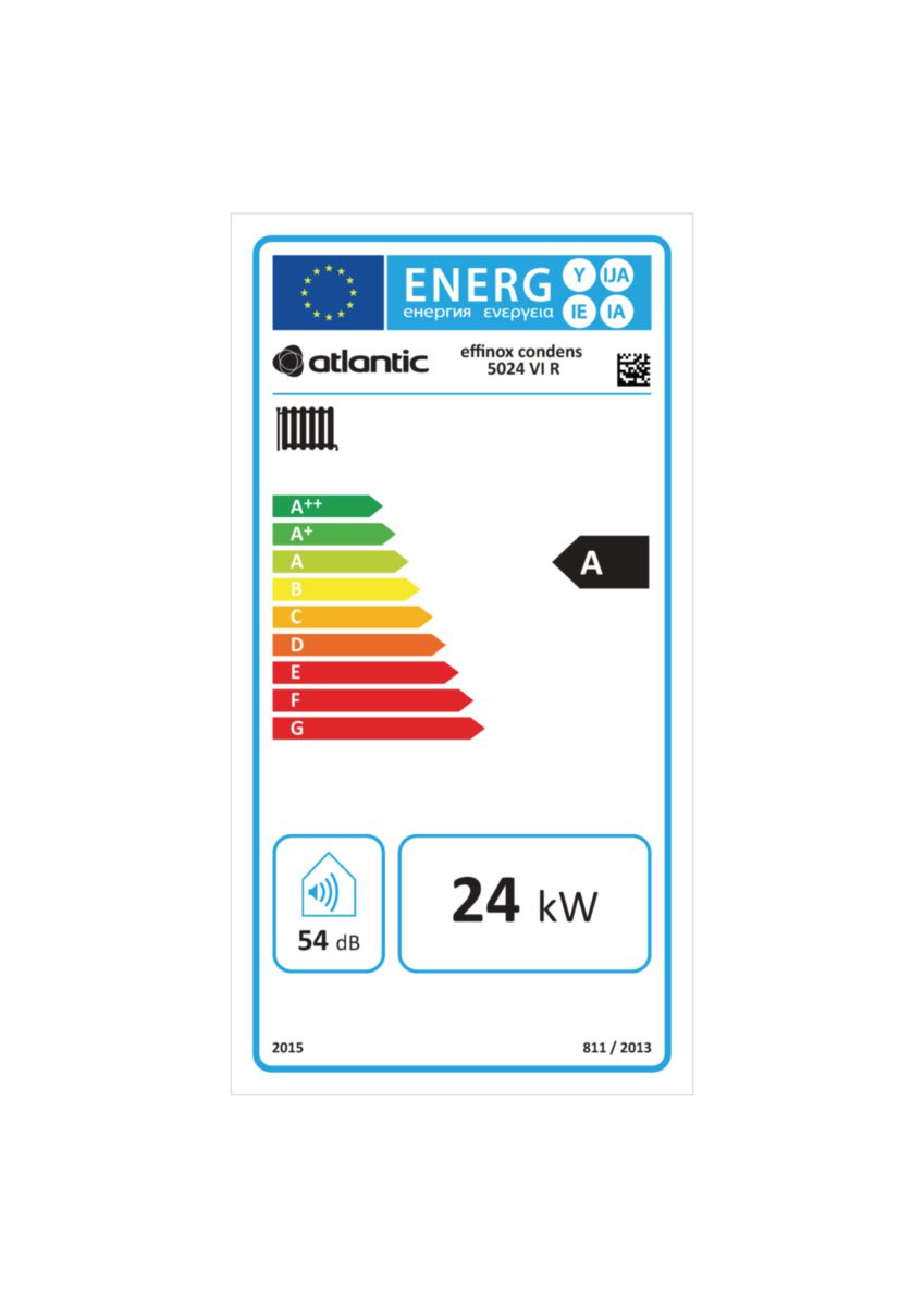 Chaudière à condensation sol EFFINOX 5024 ventouse (non fournie) Classe énergétique A 21793 Réf. 021793