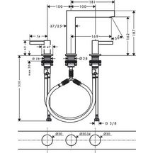 hansgrohe Finoris Mélangeur de lavabo 3 trous 160, bonde Push-Open, Blanc mat