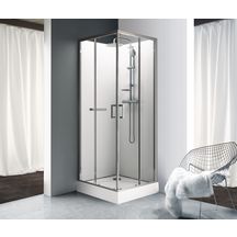 Cabine carré KARA 90 cm, porte coulissante, verre transparent AVANTAGE, fond blanc réf. L11KA8C0201