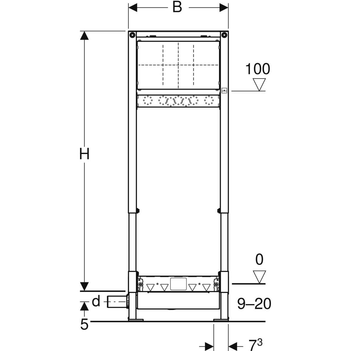 Bâti-support DUOFIX douche de plain pied pour robinetterie murale encastrée D50 réf 111580001