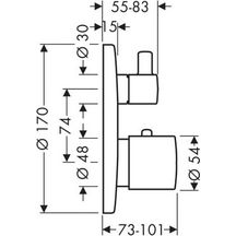 AXOR Uno Thermostatique encastré avec robinet d'arrêt/inverseur, Rouge doré poli