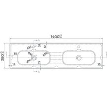 Plan vasque synthèse 140cm Alterna Plénitude double vasque Profondeur 38cm