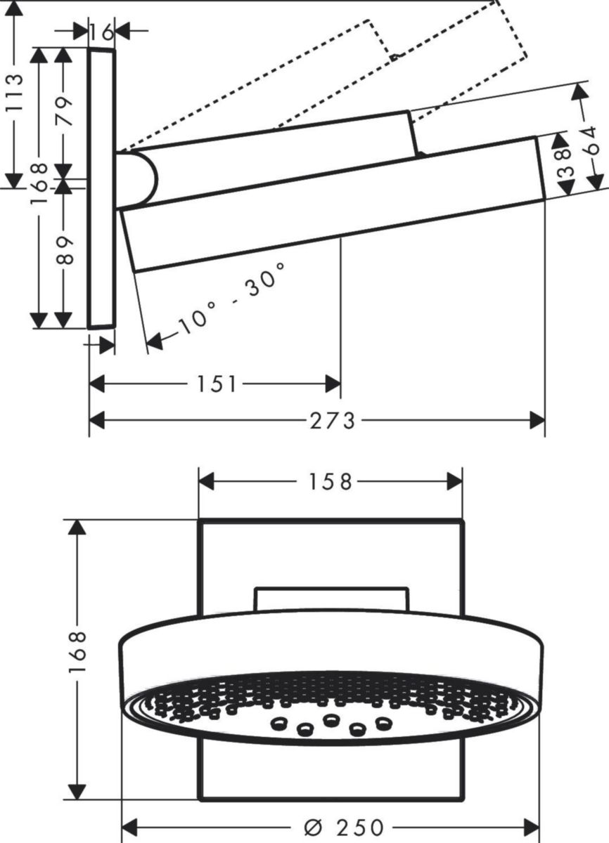 SUSPENDUE TEMPORAIREMENT AXOR Edge Mitigeur de lavabo encastré au sol, bonde push-open, Noir chromé poli