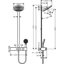 hansgrohe Pulsify S Colonne de douche 260 2jet avec mitigeur thermostatique ShowerTablet Select 400, Bronze brossé