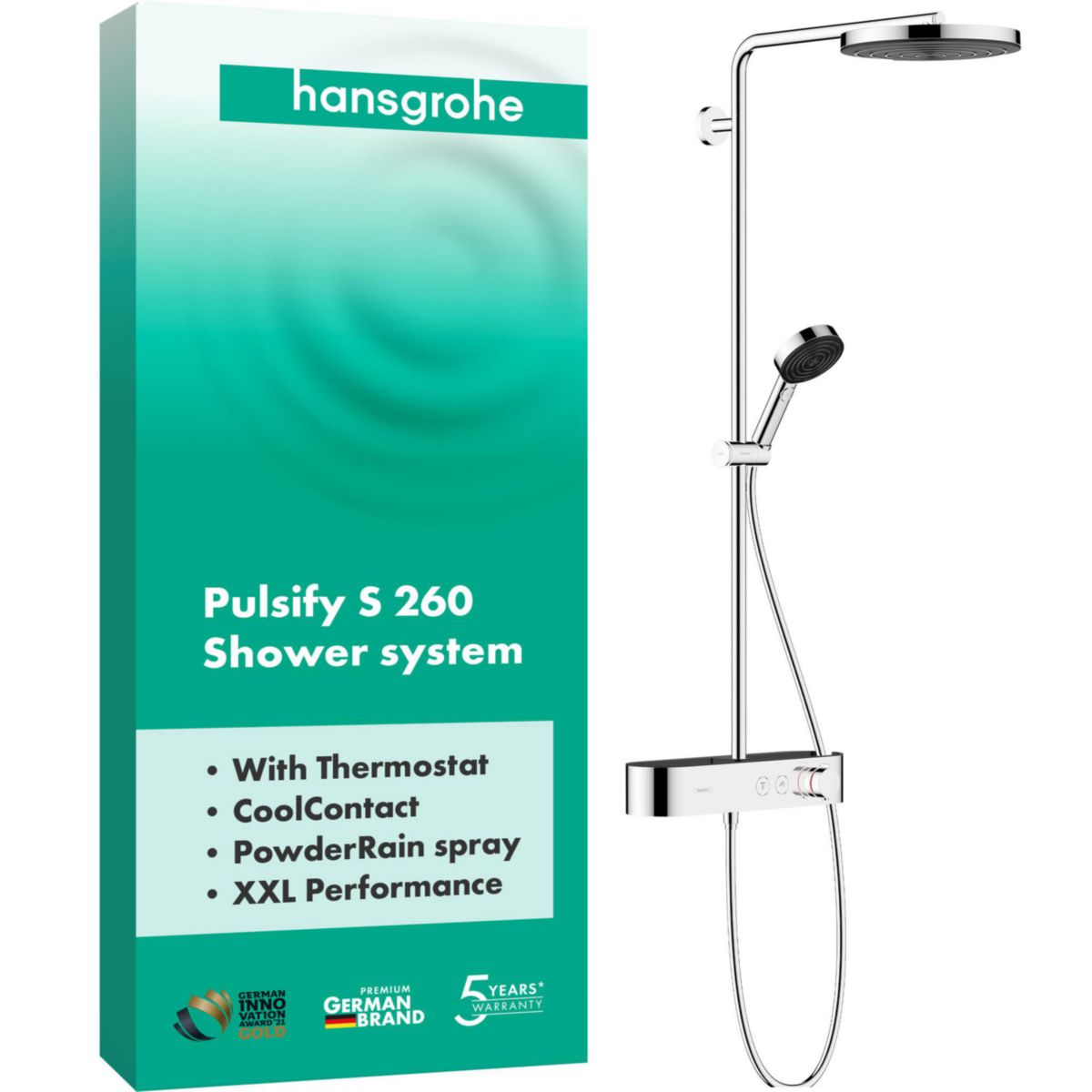 hansgrohe Pulsify S Colonne de douche 260 1jet avec mitigeur thermostatique ShowerTablet Select 400, Chrome