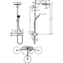 hansgrohe Pulsify S Colonne de douche 260 1jet EcoSmart avec mitigeur thermostatique ShowerTablet Select 400, Bronze brossé