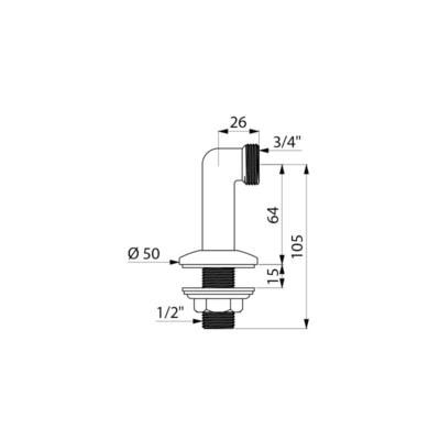 Raccords colonnettes mâle 15x21 mâle 20x27 H62 sans écrou (lot de 2) Réf : 865127.2P